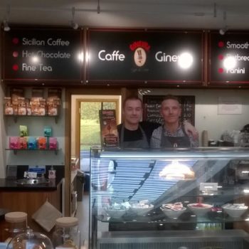 (l-r) Caffe Ginevra owner Anthony Finn with employee Callum Little.